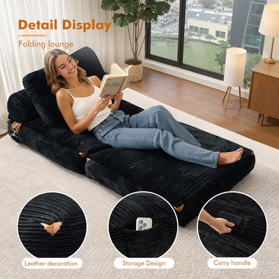 HOOOWOOO Modern Corduroy Fabric Folding Sofa Couch