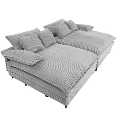 Harmonia 109 W Oversized Corduroy Sofa Bed, Deep Seat Double Lounge Chaise with 4 Pillows