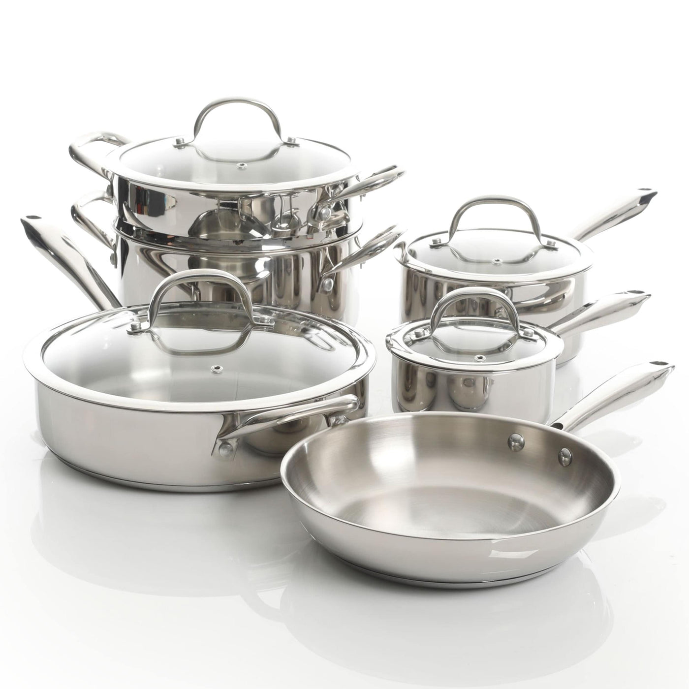 Heavy Duty Stainless Steel Cookware 10 Piece Set