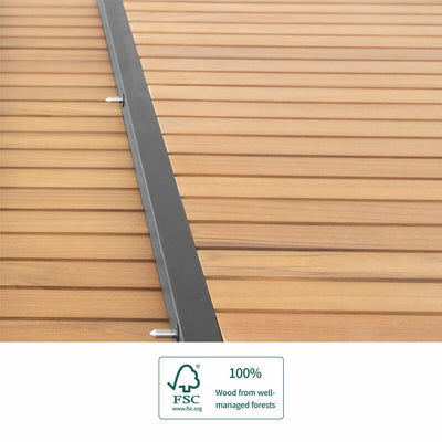 Heck 13 Pieces FSC Teak Aluminum Outdoor Dining Set for 12 Person, Extendable Table and Stackable Chair, Charcoal Black