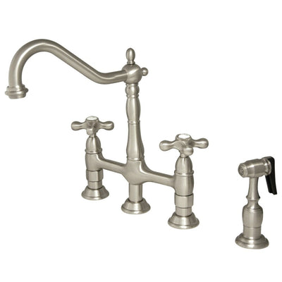 Kingston Brass Heritage Bridge Kitchen Faucet with Brass Sprayer