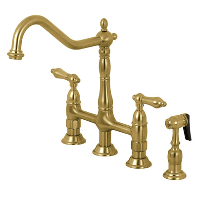 Heritage Bridge Kitchen Faucet with Brass Sprayer