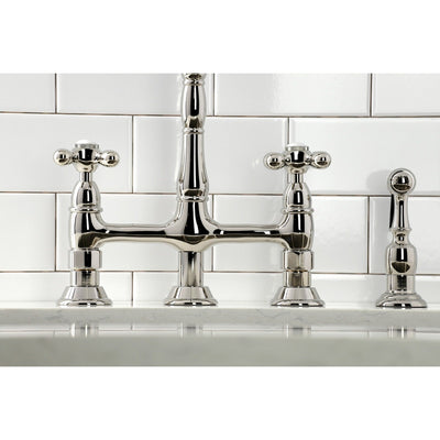 Heritage Bridge Kitchen Faucet with Brass Sprayer