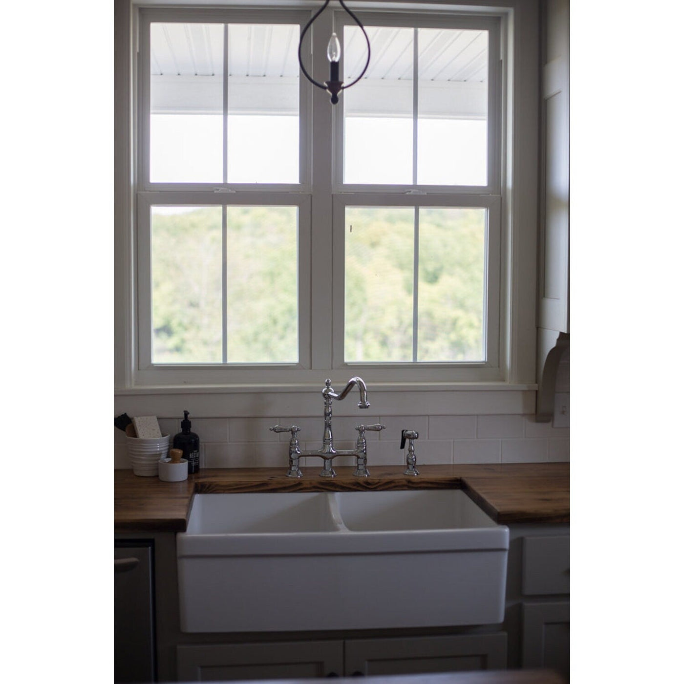 Heritage Bridge Kitchen Faucet with Brass Sprayer