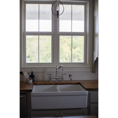 Heritage Bridge Kitchen Faucet with Brass Sprayer