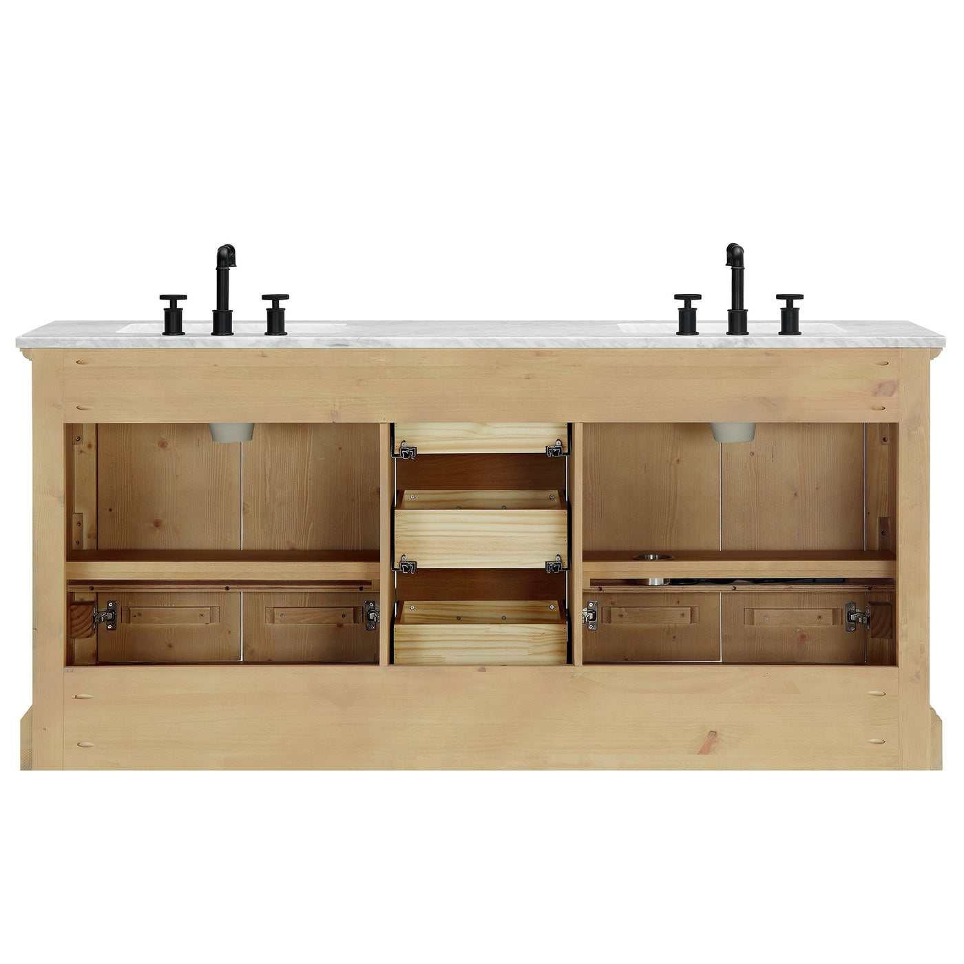 Hervas Bath Vanity with Natural Marble Top without Mirror