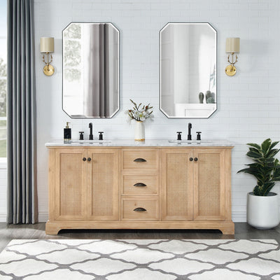 Hervas Bath Vanity with Natural Marble Top without Mirror