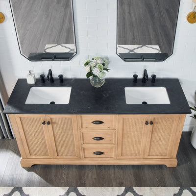 Hervas Bath Vanity with Natural Marble Top without Mirror