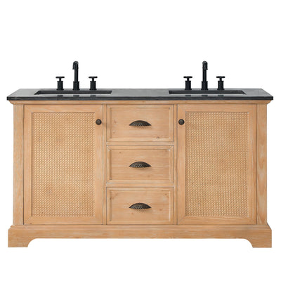 Hervas Bath Vanity with Natural Marble Top without Mirror