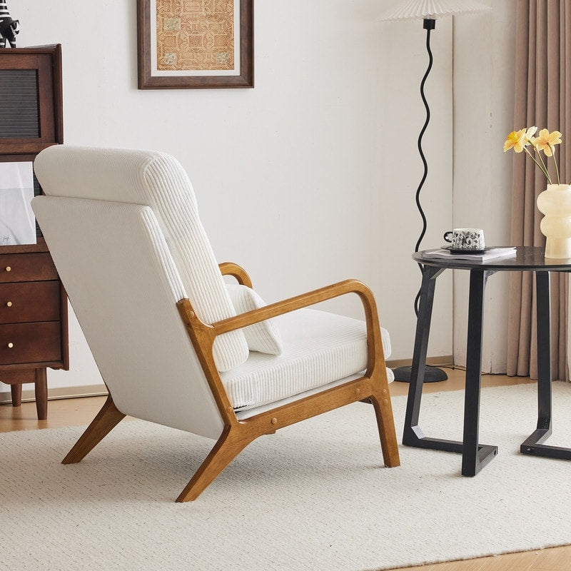 High Back Solid Wood Armrest Backrest Leisure Chair Accent Chair