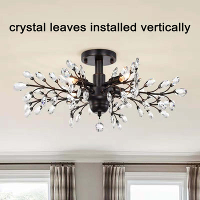 Holly 4-light Crystal Leaves Flush Mount