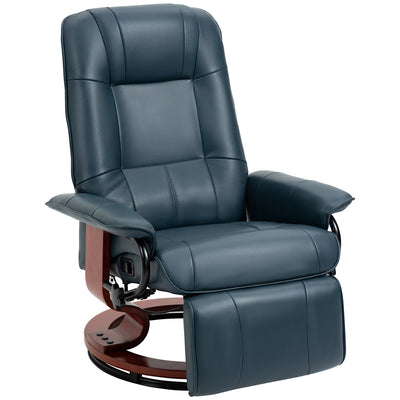 HomCom Faux Leather Adjustable Manual Swivel Base Recliner Chair with Comfortable and Relaxing Footrest