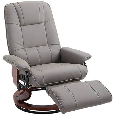 HomCom Faux Leather Adjustable Manual Swivel Base Recliner Chair with Comfortable and Relaxing Footrest
