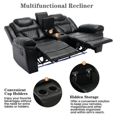 Home Theater Seating Manual Recliner Loveseat with Hide-Away Storage