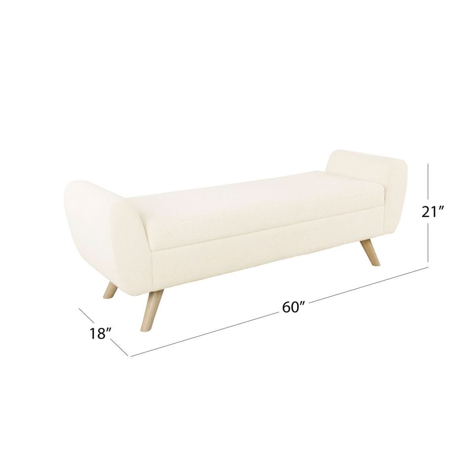 HomePop Modern Sherpa Storage Bench with Wood Legs