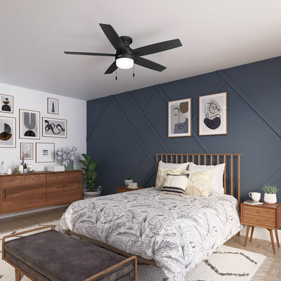 Hunter 52 Anisten Low Profile Ceiling Fan with LED Light and Pull Chain - Modern, Contemporary, Transitional