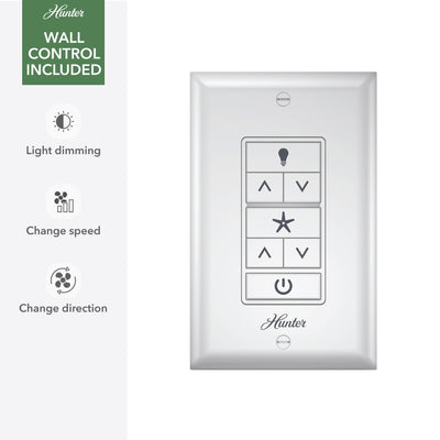 Hunter 52 Skyflow Outdoor Ceiling Fan w/ LED Light Kit, Wall Control - Coastal Modern Contemporary - WeatherMax - WET-RATED!