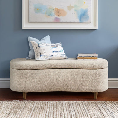 INK IVY Bailey Boucle-Style Curved Storage Accent Bench