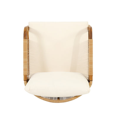 Jabe Outdoor Acacia Wood and Wicker Club Chair Set by Christopher Knight Home