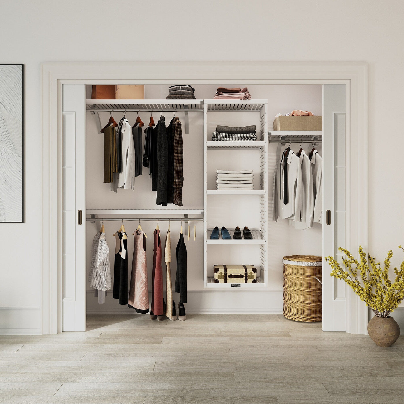 John Louis Home Solid Wood Reach-In Closet System White
