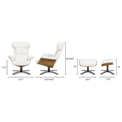 Jovan 31.5 Genuine Leather Recliner Lounge Chair with Ottoman