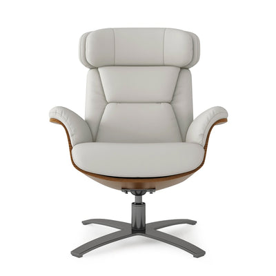 Jovan 31.5 Curved Wood Genuine Leather Recliner Lounge Chair