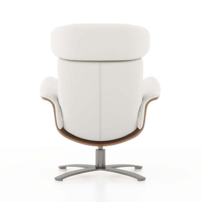 Jovan 31.5 Curved Wood Genuine Leather Recliner Lounge Chair