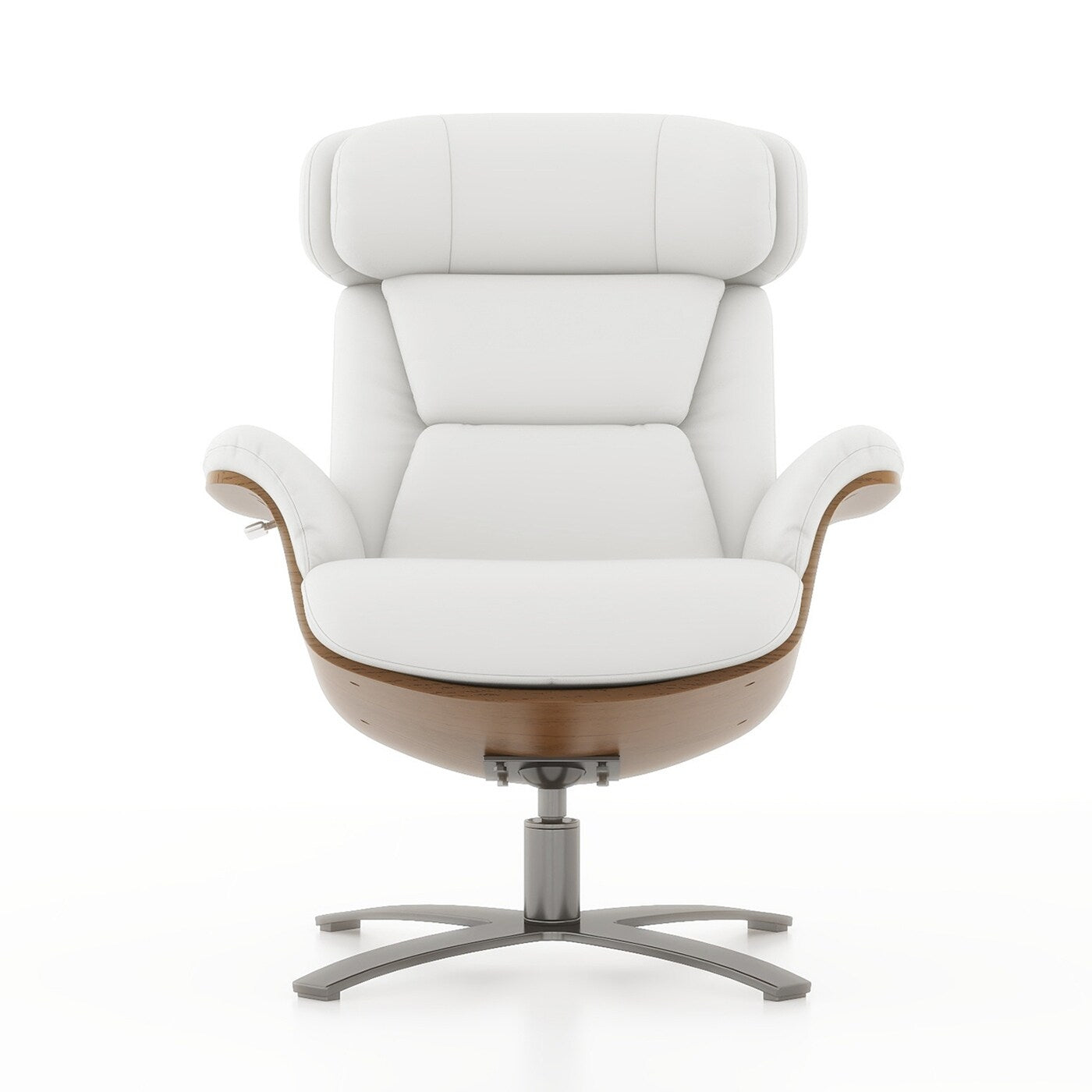 Jovan 31.5 Curved Wood Genuine Leather Recliner Lounge Chair