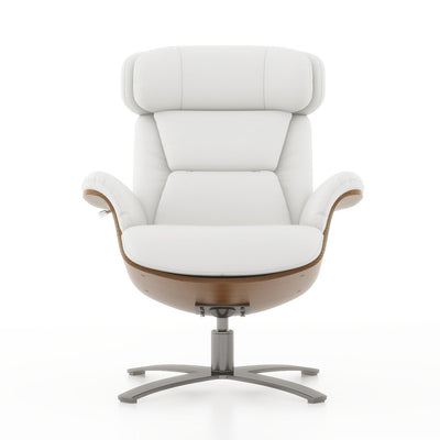 Jovan 31.5 Curved Wood Genuine Leather Recliner Lounge Chair