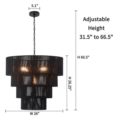 KAWOTI Width 26 5-Light 4-Tiered Bohemian Pendant Light