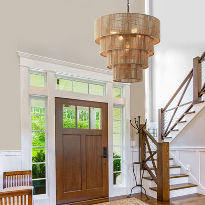 KAWOTI Width 26 5-Light 4-Tiered Bohemian Pendant Light