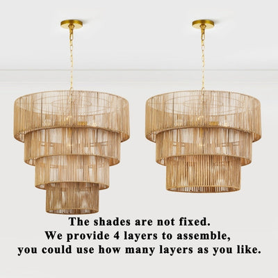 KAWOTI Width 26 5-Light 4-Tiered Bohemian Pendant Light