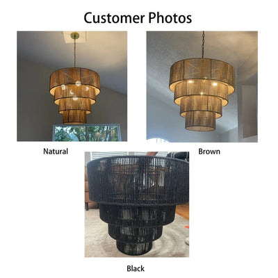 KAWOTI Width 26 5-Light 4-Tiered Bohemian Pendant Light
