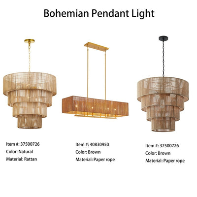 KAWOTI Width 26 5-Light 4-Tiered Bohemian Pendant Light