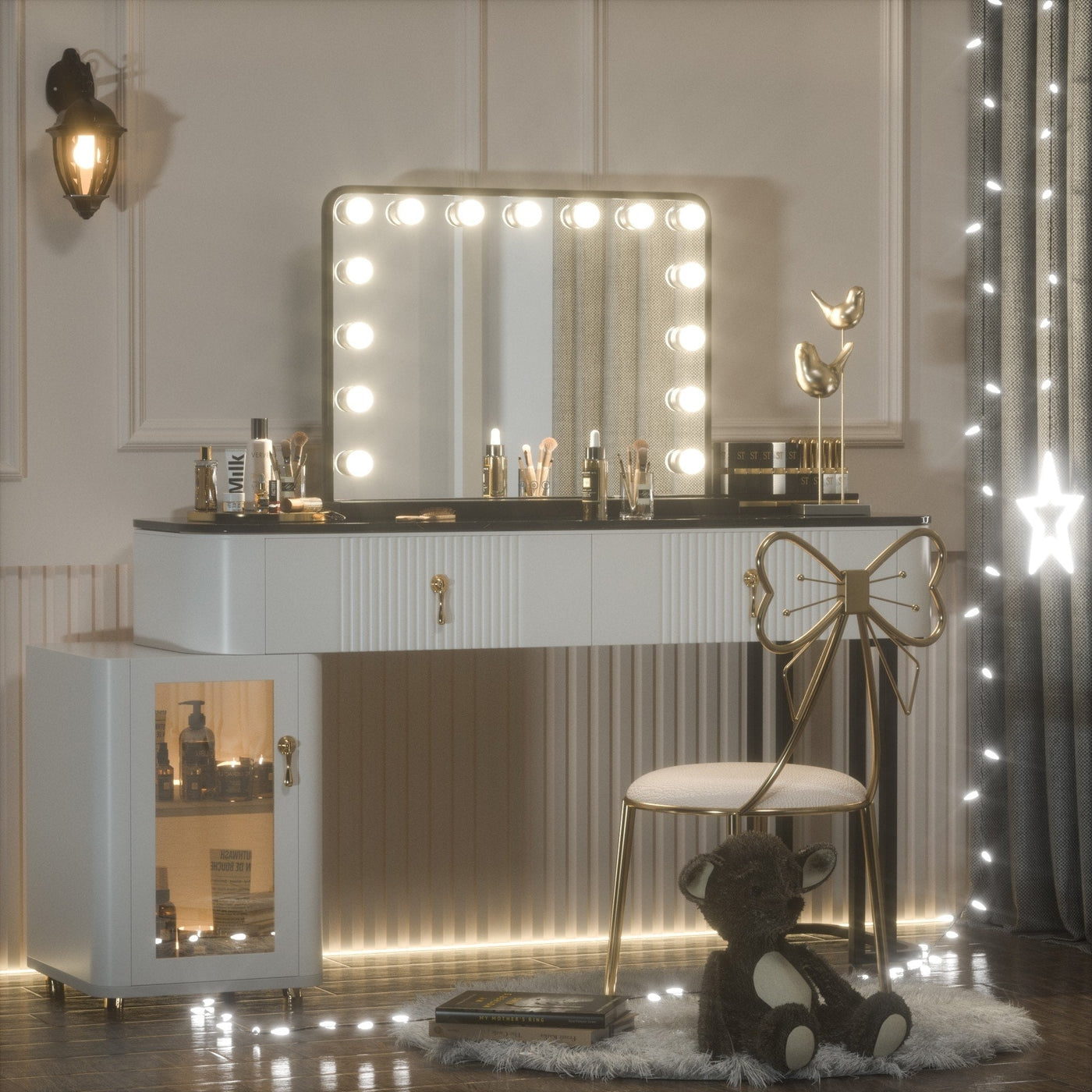 Keonjinn LED Makeup Hollywood Vanity Mirror with 15/18 LED Lights