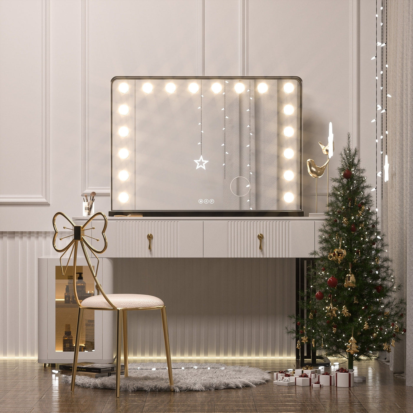 Keonjinn LED Makeup Hollywood Vanity Mirror with 15/18 LED Lights