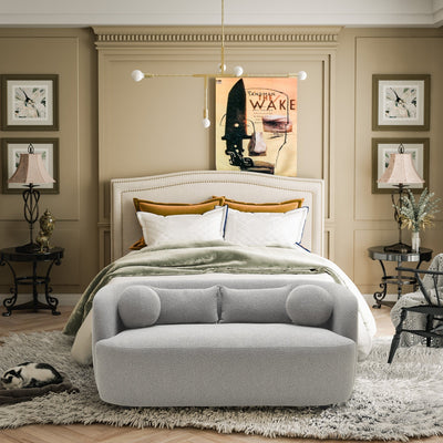 KINWELL Boucle Upholstered 2-Seats Loveseat with Pillows