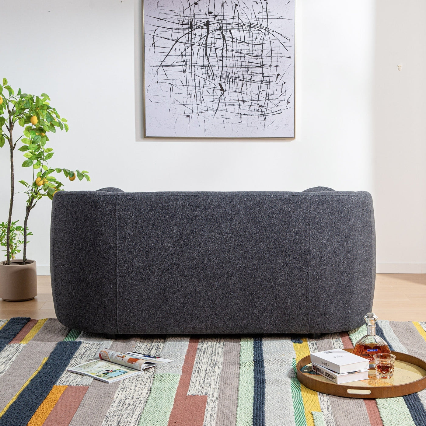 KINWELL Boucle Upholstered 2-Seats Loveseat with Pillows