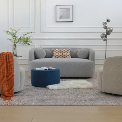 KINWELL Boucle Upholstered 2-Seats Loveseat with Pillows