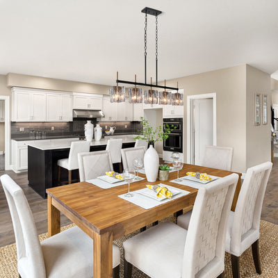 Kasy Modern 5-Light Linear Chandelier Textured Glass Kitchen Island Light Unique Design