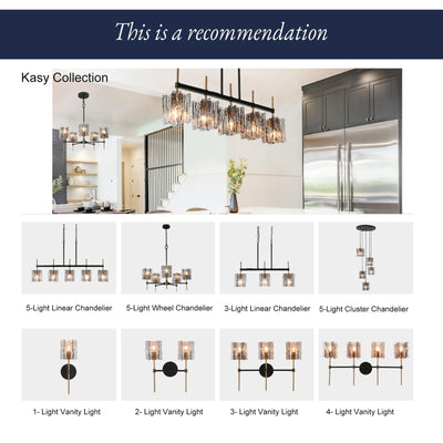 Kasy Modern 5-Light Linear Chandelier Textured Glass Kitchen Island Light Unique Design