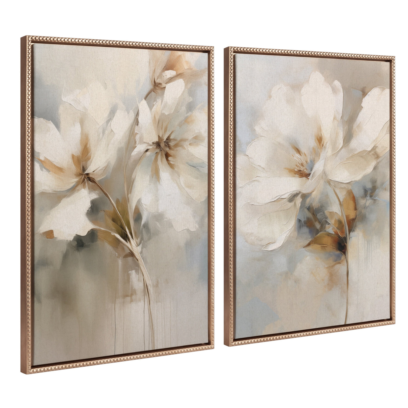Kate and Laurel Sylvie Beaded Abstract Botanical Canvas