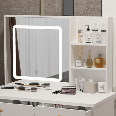 Kerrogee Makeup Vanity Set with Adjustable Lighted Mirror & Stool - 39.4L x 19.7W x 53.5H