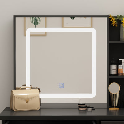 Kerrogee Makeup Vanity Set with Adjustable Lighted Mirror & Stool - 39.4L x 19.7W x 53.5H