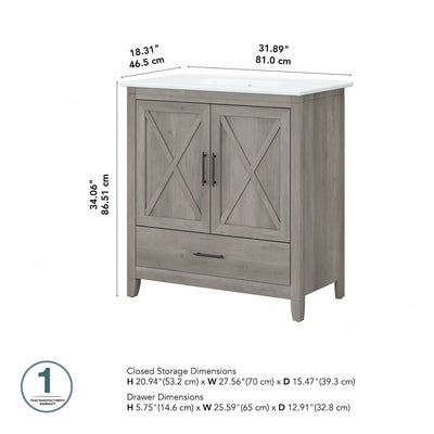 Key West 32W Bathroom Vanity with Sink by Bush Furniture