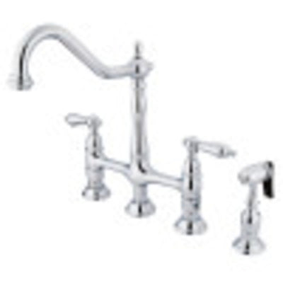 Heritage Bridge Kitchen Faucet with Brass Sprayer