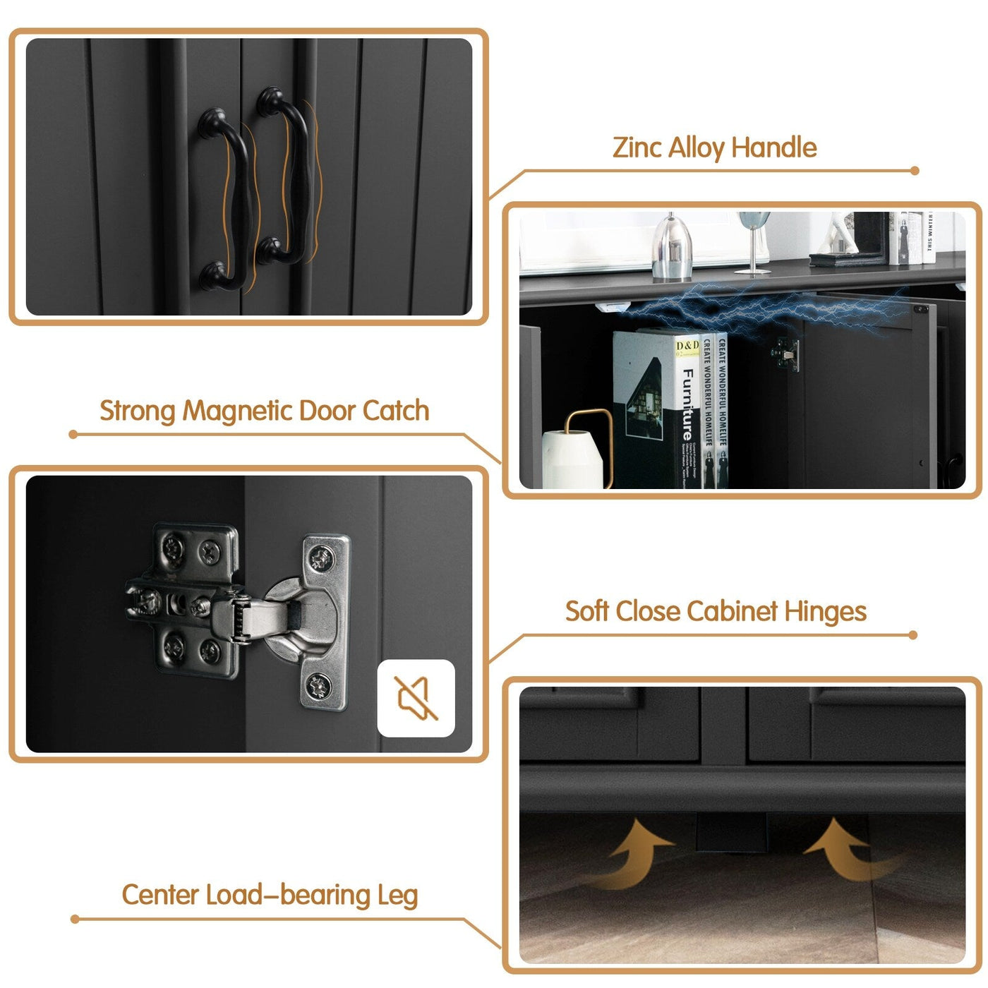 Kitchen Sideboard Coffee Bar Cabinet Accent Storage Cabinet