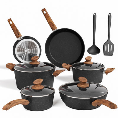 Kitchen Granite Cookware Set, Cooking Pans Set Non-Stick Pots 12/15/30-piece Set