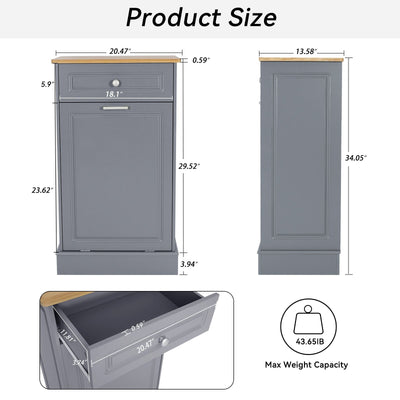 Kitchen Tilt Out Trash Cabinet Can Bin Storage Wooden Counter-top Waste Baskets with Drawer