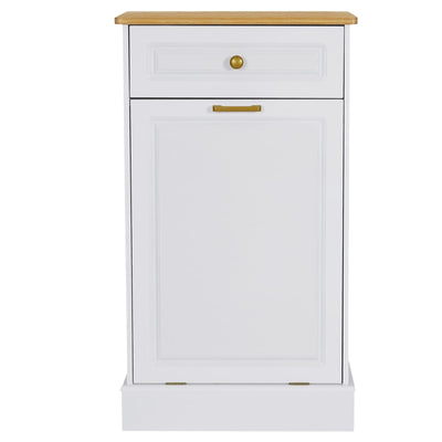 Kitchen Tilt Out Trash Cabinet Can Bin Storage Wooden Counter-top Waste Baskets with Drawer